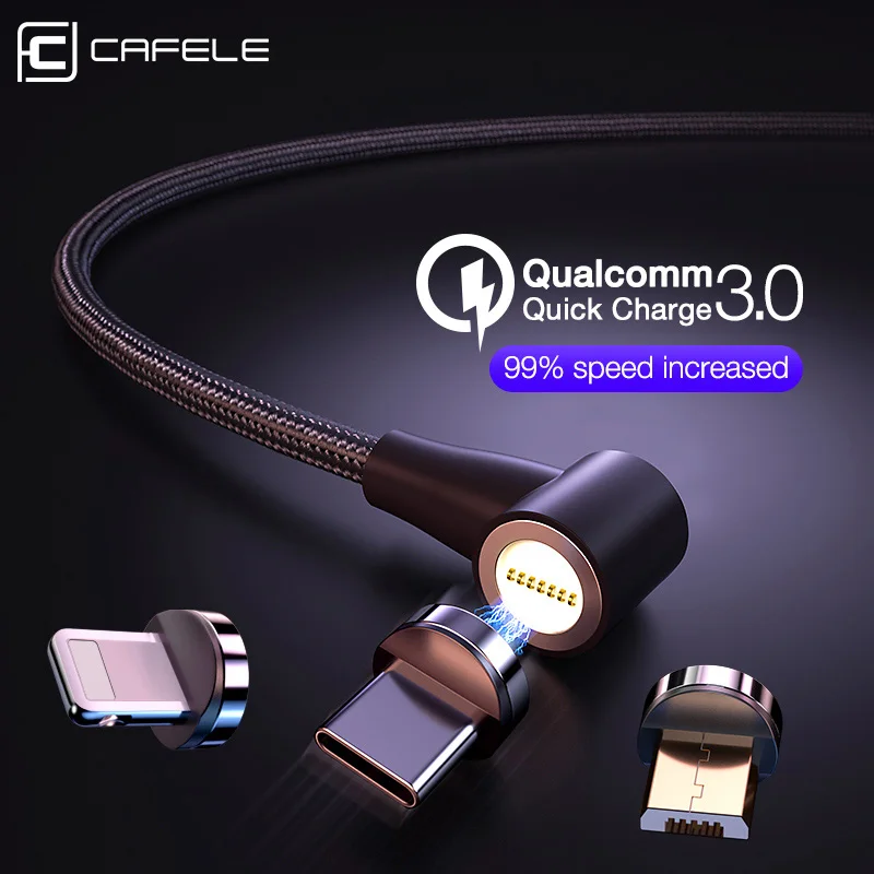 

Cafele Fast Magnetic Charging Cable Micro USB Type C Cable for iPhone 90 Degree LED Magnet Charger Cord Wires Adapter