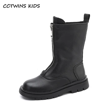 

CCTWINS Kids Boots 2020 Winter Girls Fashion Boots Genuine Leather Baby Shoes Toddlers Brand Shoes Children Black Boots FB1915