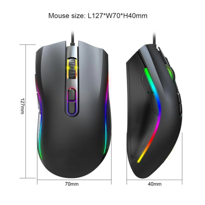 Dpi 7 ключ макро проводная мышь 6 регулируемое Программирование RGB светильник офисные ПК игры мыши ND998