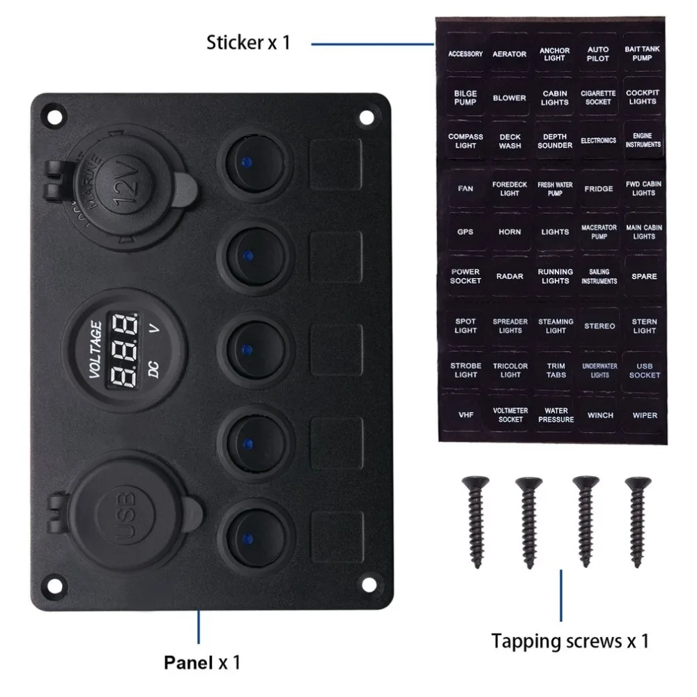 Круглый светильник для яхты+ сигаретный светильник er Seat+ двойной Usb+ Вольтметр комбинированная панель управления переключатель