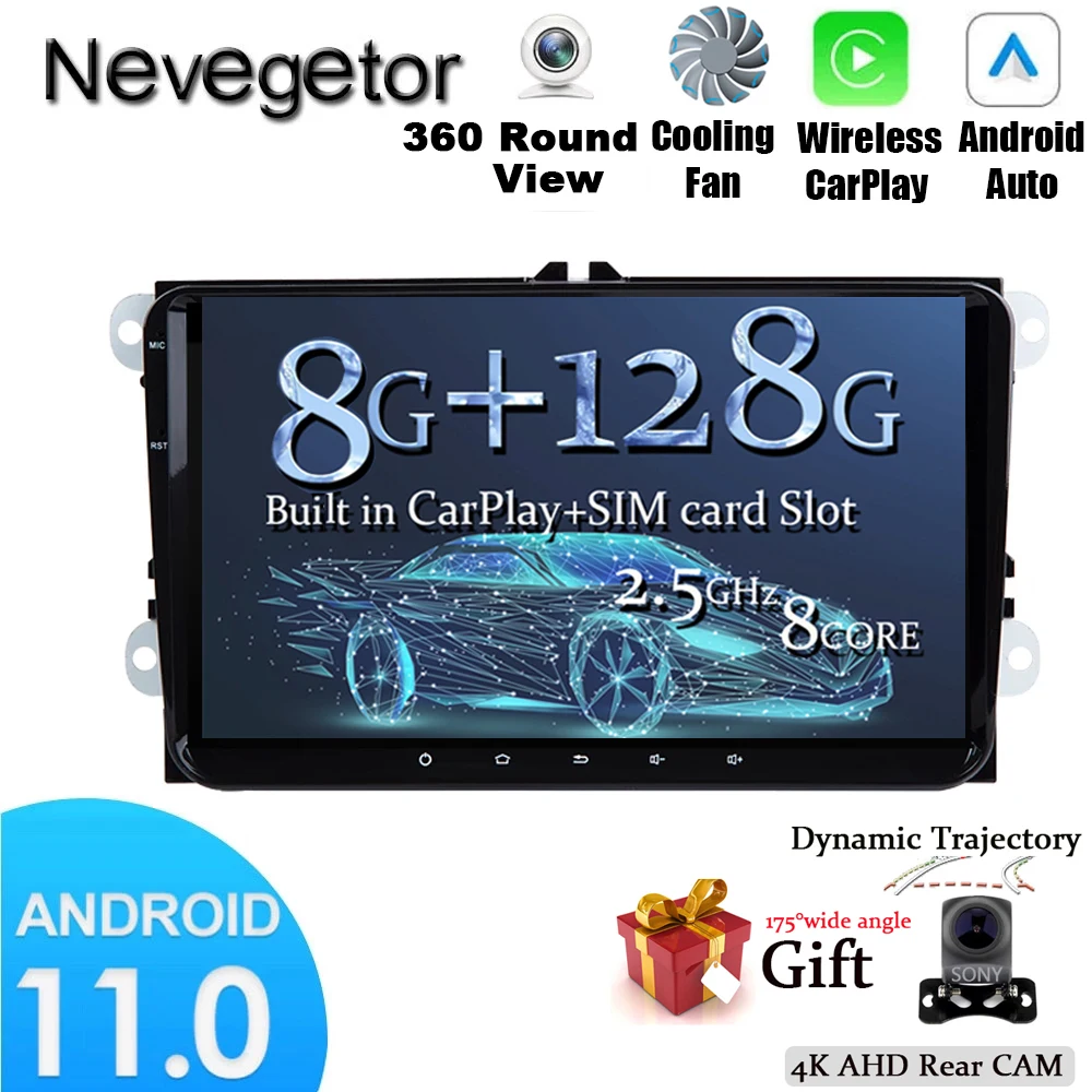 Автомагнитола 2 Din 8 ГБ Android 11 GPS-навигация для VW Passat B6 T5 amarok volkswagen Skoda Octavia 2seat leon golf 5