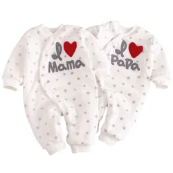 Barboteuse pour bébé, vêtements chauds d'hiver, lettres imprimées, pyjama une pièce en molleton, combinaison pour nouveau né 