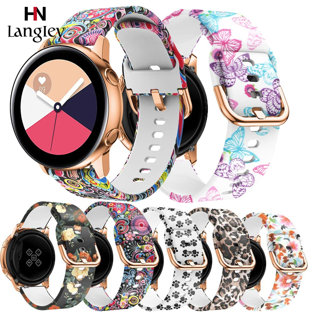 Ремешок силиконовый для Samsung Galaxy 42 мм Active Watch Gear S2 браслет с цветочным принтом
