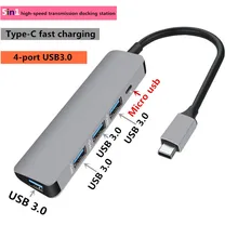4 интерфейса USB3.0 концентратор C type-C высокоскоростной адаптер передачи для мобильного телефона MacBook samsung S8 S9 huawei P20 Pro