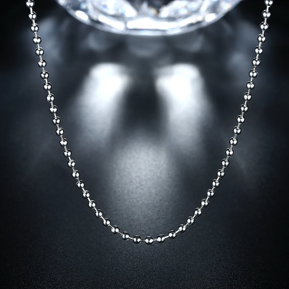 3mm Bead Chain 925 Sterling Silver Necklace For Women