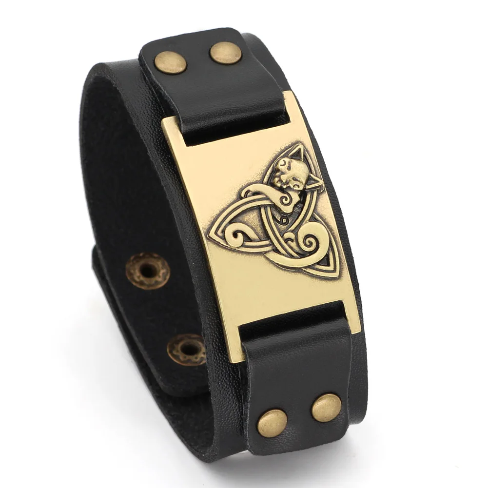 Мужской волчий кожаный браслет-амулет jewlery-fit 20 см-25 см - Окраска металла: 2