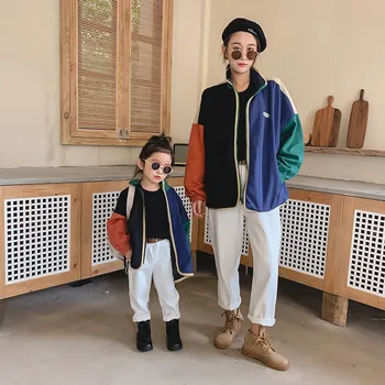 

Parent-child wear, mother and child wear, 2020 new autumn Korean sports and leisure color matching jacket
