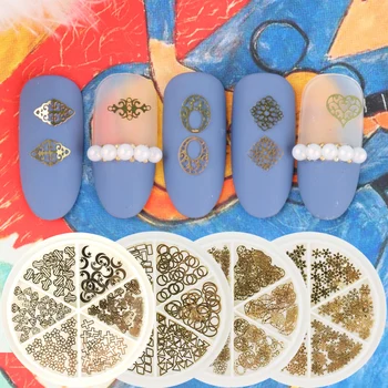 

1 Wheel Nail Art Decorations Hollow Geometry Heart Diamond Designs 3D Nail Slice Paillette Strass Manicure Accessories NT1589