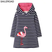 SAILEROAD Животное Аппликация Девушки с длинным рукавом платье для детской одежды Весна Детское платье Детские Дети Платье Хлопок