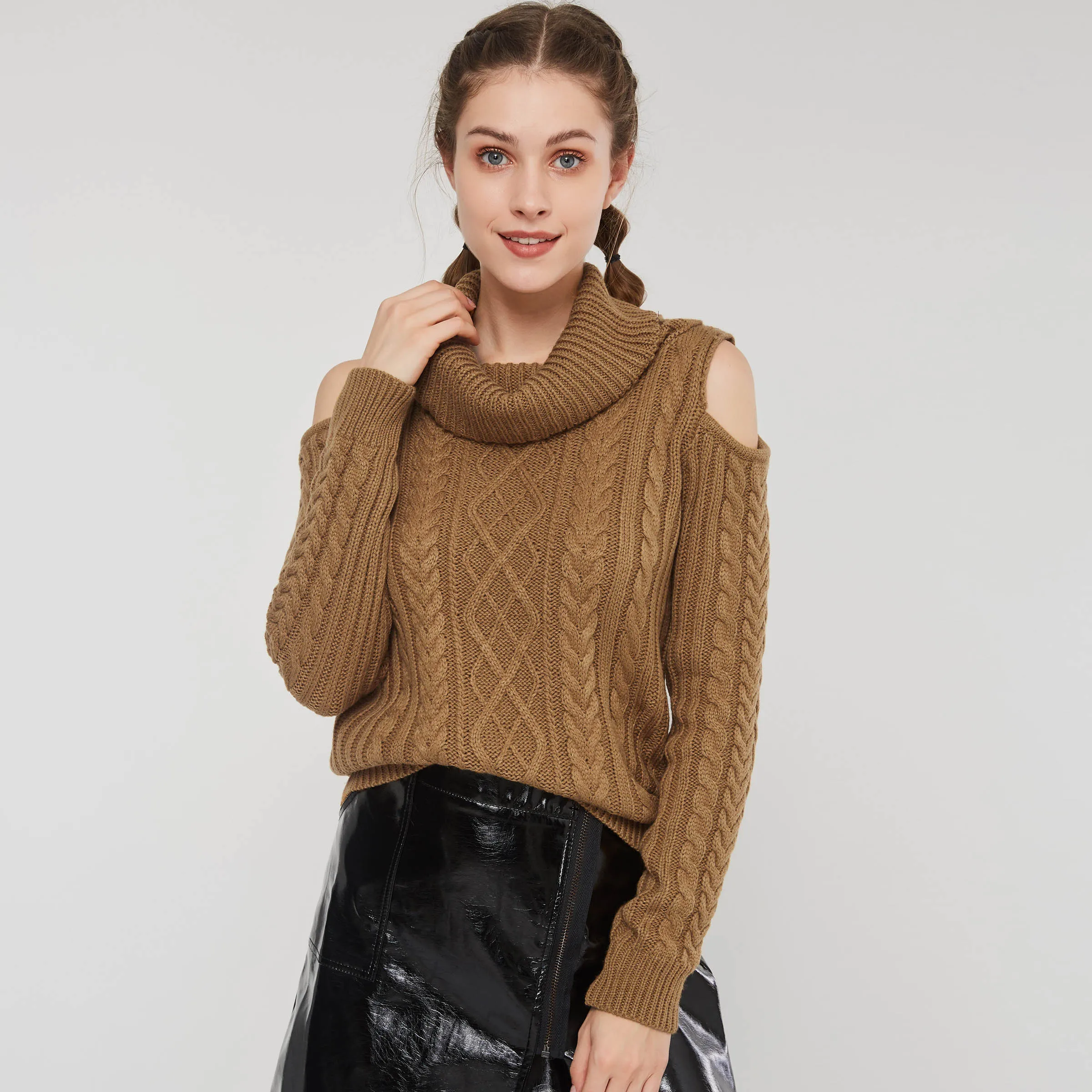 

Women Sweaters Casual Office Lady Elegant Winter Wool Slim Pullover Turtleneck Wrapped Plain Female Fashion Sweet Tops Sweater