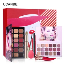 UCANBE Рождественский праздничный подарок набор для макияжа большой размер 2 палитра теней 1 помада 1 Тушь 1 Подводка для глаз 1 губка 6 шт./партия