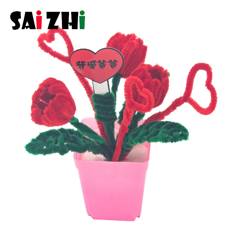 Saizhi DIY ручной скрученный стержень корень волос маленький цветочный горшок растение Детский сад Diy ручное креативное растение в горшке детские игрушки