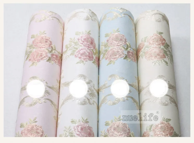 Blue pattern pattern non-woven wallpaper simple modern pastoral European bedroom living room wedding room background wallpaper