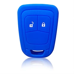 Silicone Key Holder Case Cover - 2 Button Car Key Protection Shell (Blue)