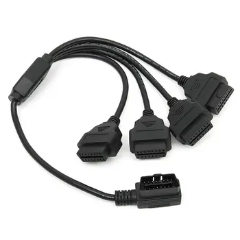 

50cm 1 Male Splitter to 4 Female OBDII Extension Cable Connector Cable ELM327 16 Pin Car Diagnostic Tool