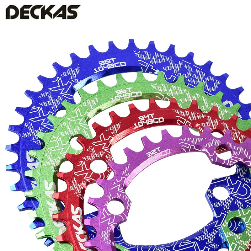 Цепь Deckas круглая узкая широкая 104BCD 32T 34T 36T 38T многоцветная Звездочка для горного