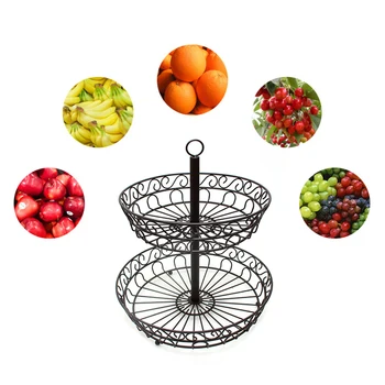 

2 Tier Fruit Basket Holder Decorative Tabletop Bowl Stand for Vegetables Snacks Products Home Desk Decoartions