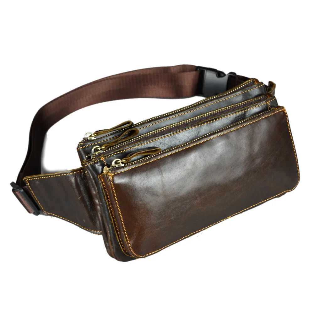 

Full-grain Leather you la pi Men Wallet Body Hugging Phone Bag Retro Men's Bag Genuine Leather