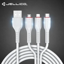 Jellico USB кабель для iPhone XS X 8 7 6 зарядное устройство 3 в 1 Micro USB кабель для Android USB TypeC кабели для мобильных телефонов без светодиодный