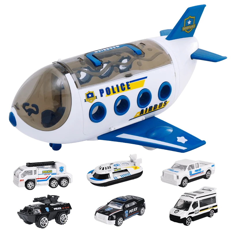 2020 Music Simulation Track Inertia Children's Toys Aircraft Storage Passenger Plane Police Engineering Vehicles Cars Baby Toys
