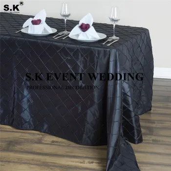 

Taffeta Pintuck Rectangular Tablecloth Poly Table Cloth For Banquet Wedding Event Home Decoration