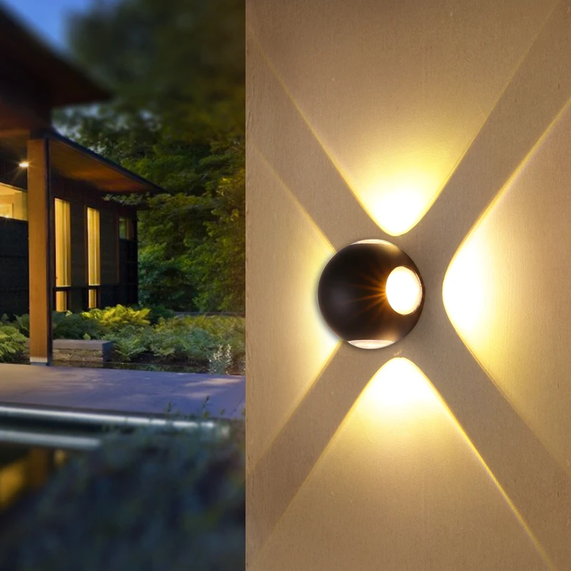

wall led light outdoor wall lamp waterproof aluminum ball shape outside modern facade light corridor courtyard garden wall light