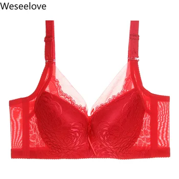 

Weseelove Plus Size Bra 105BCD Sexy for Womens Lace Underwear Summer and Autumn Breathable and Adjustable Soutien Gorge E84-1