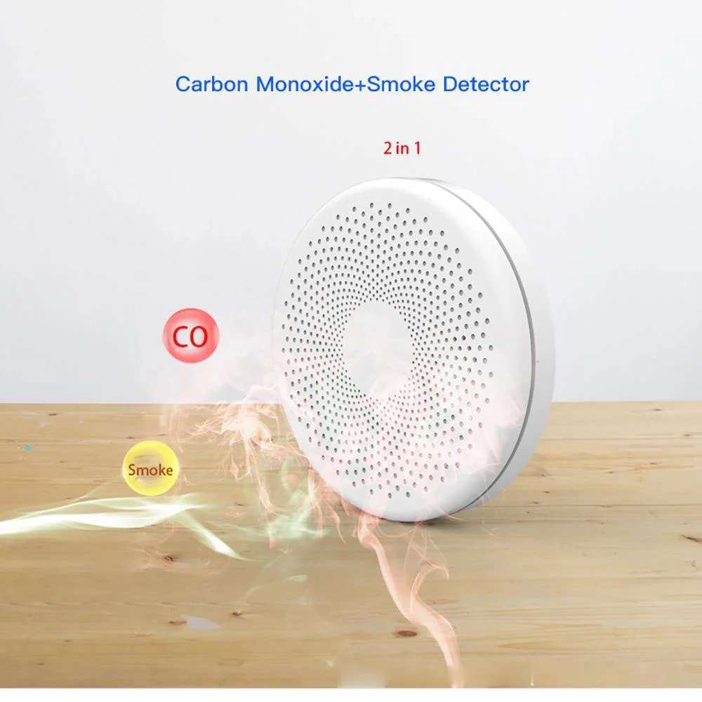 Mejor vendedor  Tuya-Sensor de humo Wifi con aplicación para hogares, Detector de humo con Detector de CO de alarma, compatible con asistente de Google, Alexa neQKMLq70WX