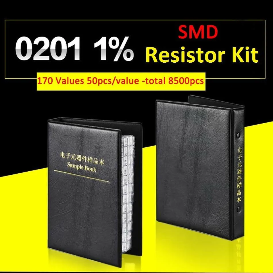 SMD 1% каталог с образцами резисторов 0201 0402 0603 0805 1206 0R-10M 170valuesx50pcs = 8500 шт. Резистор Комплект 0R~ 10 м 0R 1R-10M - Объем: 0201 Resistor