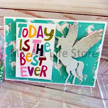 

Flying Unicorn Metal Cutting Dies Doll Stencil for DIY Scrapbooking Embossing Dies Card Decoration