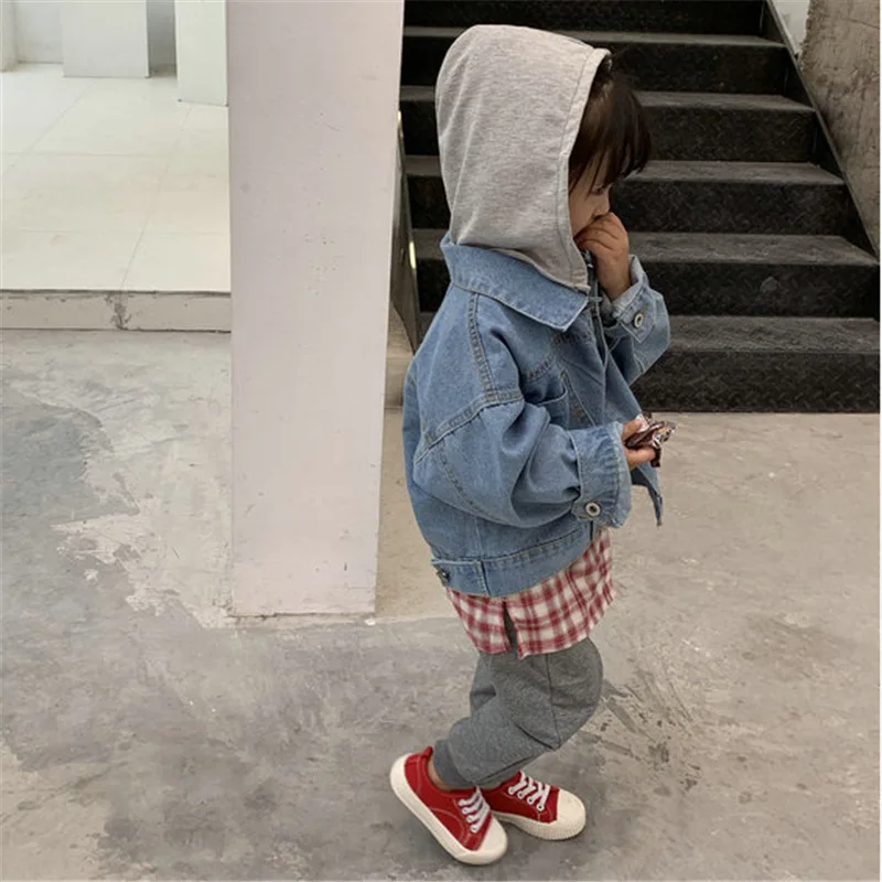 

Girl'S Coat Hip Hop Hooded Jacket Jeans 20 Autumn Clothing New Style Childrenswear 3-8-Year-Old