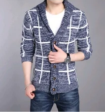 ZOGAA Winter Men Sweater Coat Striped Single-breasted Jacket Christmas Casual Turn-down Collar Knitting Male Cardigan Sweaters