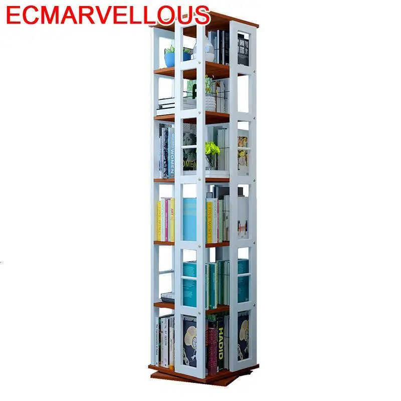 

Shabby Minimalist Display Cabinet Book Shelf Wood Rotatable Rotate Librero Bookcase Modern Libreria Scaffale Bookshelf Case