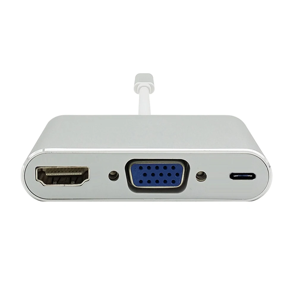 USB-C адаптер 5 в 1 Thunderbolt 3 концентратор USB type C к HDMI VGA 3,5 мм разъем USB адаптер с Тип-C Мощность доставки для MacBook Pro