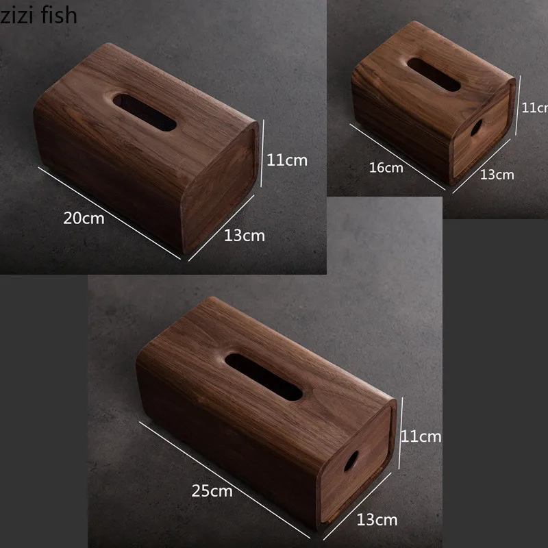 Japanese-style Black Walnut White Oak Tissue Box Solid Wood Rectangular Tissue Storage Box Home Desktop Paper Towel Holder 6