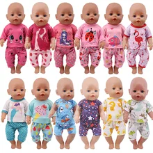 

Cartoon Cat Sleeping Clothes Fit 18Inch American&43CM Reborn Born Baby Doll Clothes Accessories Nenuco Ropa Generation Girl Toys