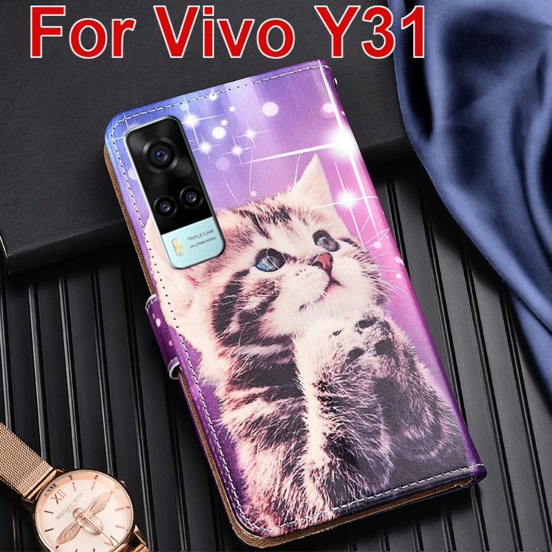 

For Vivo Y31 Case Leather Book Cover For Vivo Y 31 2021 Case Flip Wallet Phone Capa Protective Shell Hoesje Funda Coque Bag