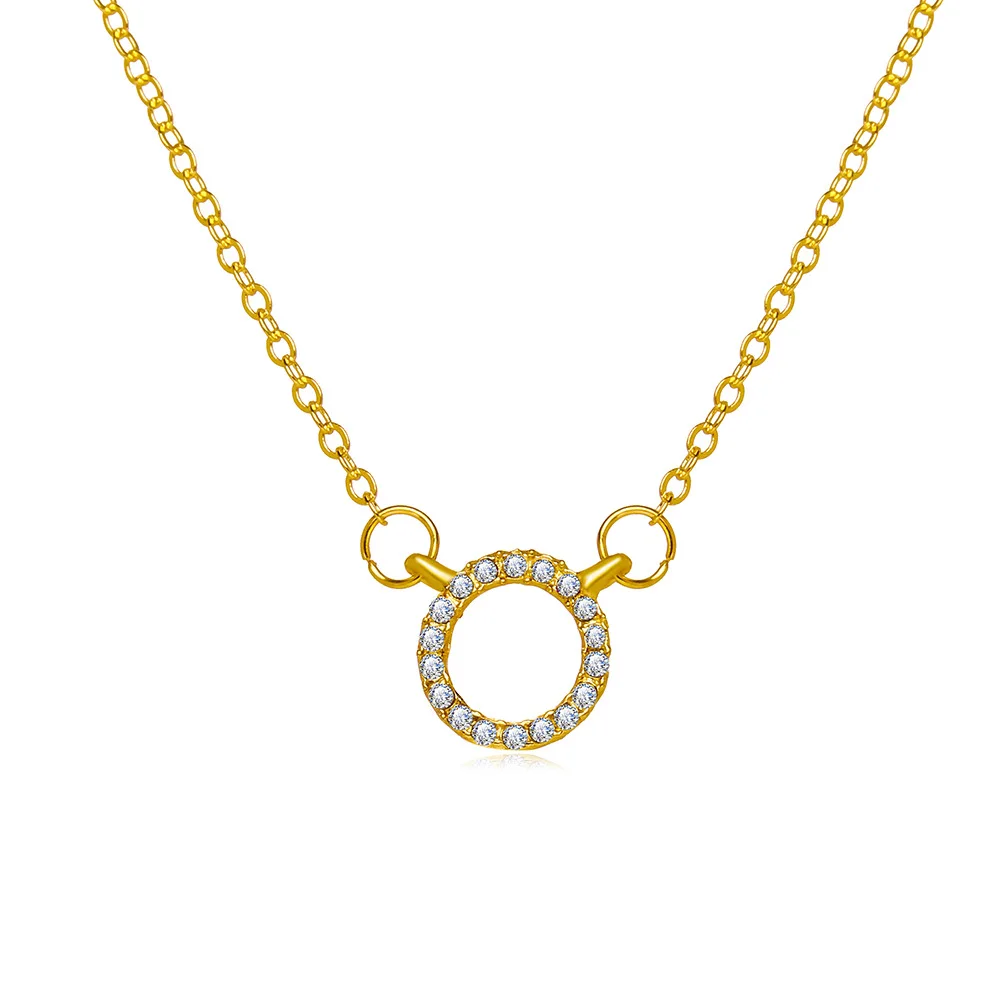 YWZIXLN 2021 Trend Elegant Jewelry Crystal Circle Pendant Necklace Golden Color Unquie Women Fashion Necklace Wholesale N0186