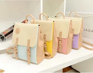 

2018 New Style PU Backpack Street Versatile Schoolbag Korean-style Female Backpack round Plate shuang bei bao