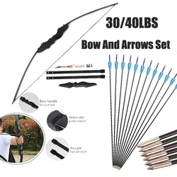 30/40IBS High Quality Black Recurve Bow Hunting Archery Bow And Arrow Set And Wooden Archery Bow Shooting Game Outdoor Sports