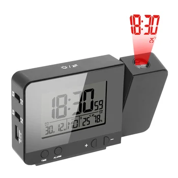 

Digital Date Snooze Function Indoor Temperature Humidity Projection Alarm Clock Desk Table Led Clock Home Decoration