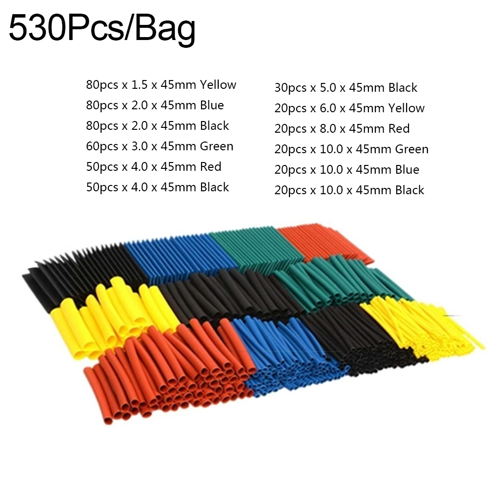 127-750Pcs Heat Shrink Sleeving Tube Assortment Kit Shrinkage Sheath Connection Wire Wrap Cable Waterproof Electrical Insulation 24 volt to 12 volt converter Electrical Equipment & Supplies