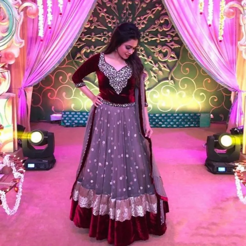 Indian Saree Prom Dresses Velour Custom 