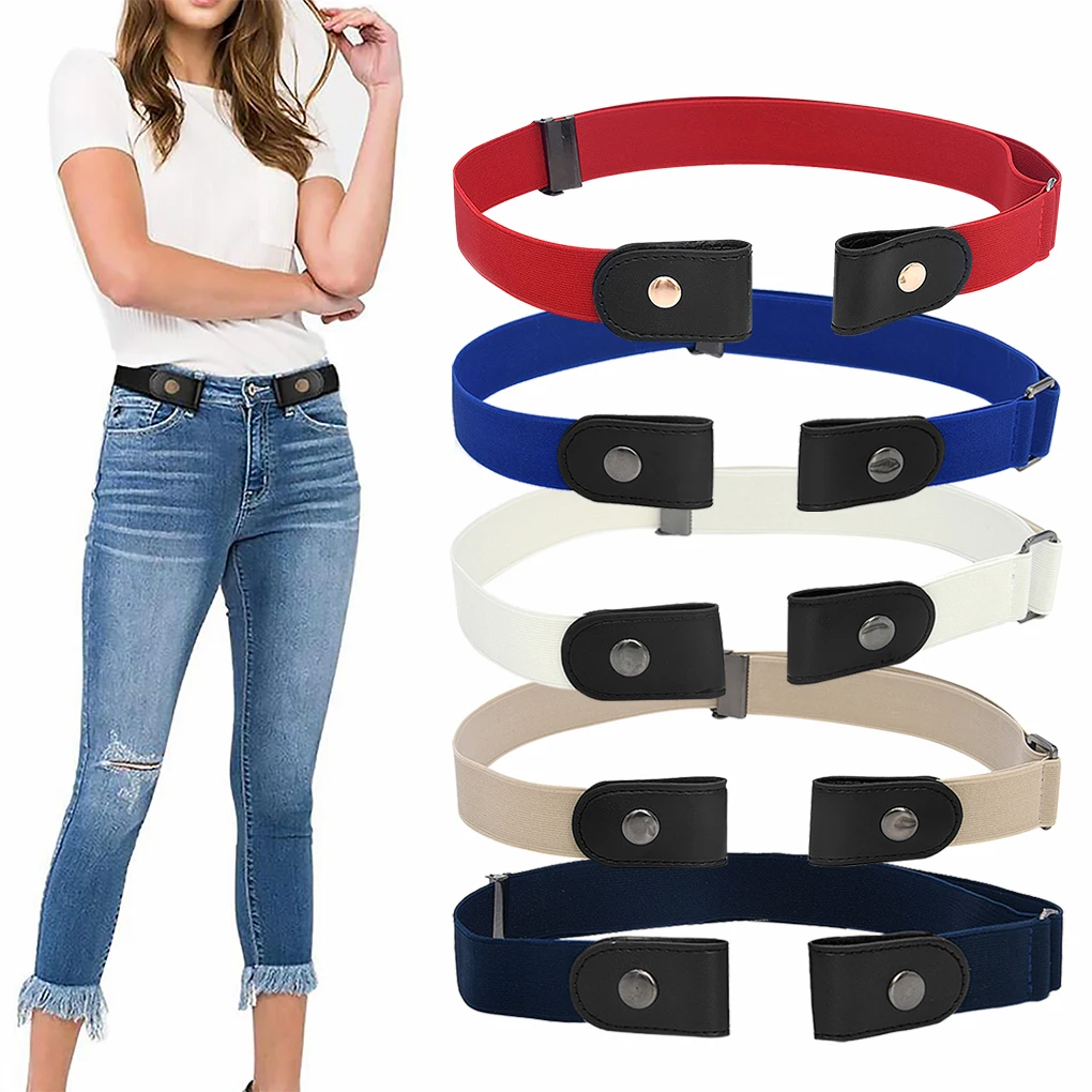 Fashion women's punk style buckle-free belt ladies jeans dress belt slim sports elastic no buckle belt tiger belt