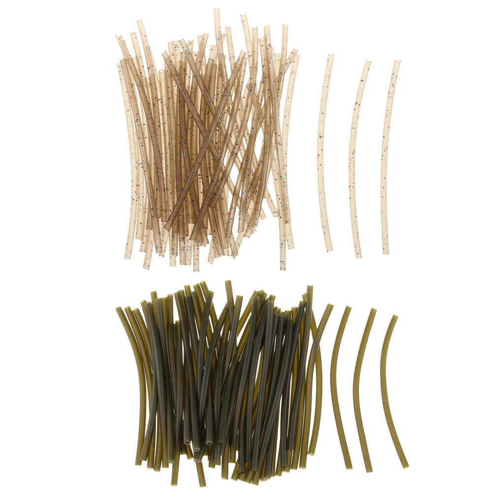 50pcs Soft Rubber Rig Tube Carp Fishing Rig Sleeves Hook Line Connector 6cm Terminal Tackle