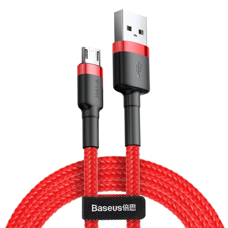 Baseus Micro USB кабель для Xiaomi Redmi Реверсивный 0,5 м 1 м 2 м 3M Micro USB кабель для зарядки и передачи данных для телефонов samsung Быстрая зарядка - Цвет: Red