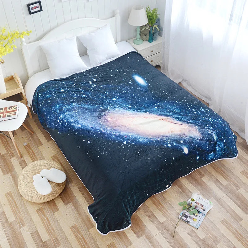 

Cartoon Universe Cosmic Nebula Blanket For Beds Sofa Coral Fleece Nap Blanket Office Bedspread Winter Travel Throw Blankets