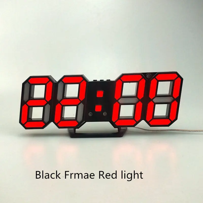 Red B 3D светодиодный настенные часы современный дизайн цифровые настольные часы будильник ночник Saat reloj de pared часы для украшения дома гостиной - Цвет: Red B