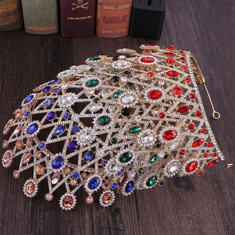 

Exquisite Big Hollow Crystal Diadem Rhinestone Queen Tiaras And Crowns Headbands Bride Wedding Hair Accessories Hair Jewelry
