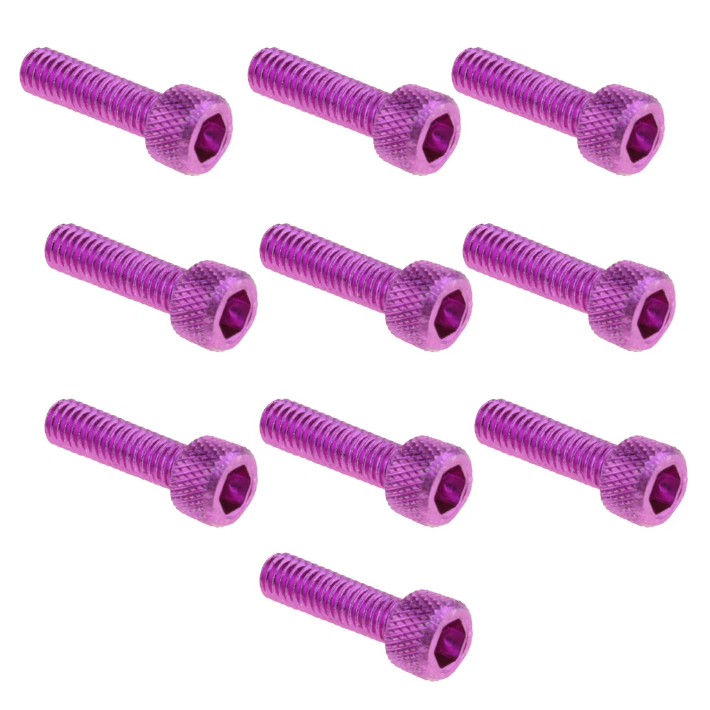 MagiDeal 10x Hex Socket Cap Head Screw  Aluminum Alloy Purple M6 X 20mm